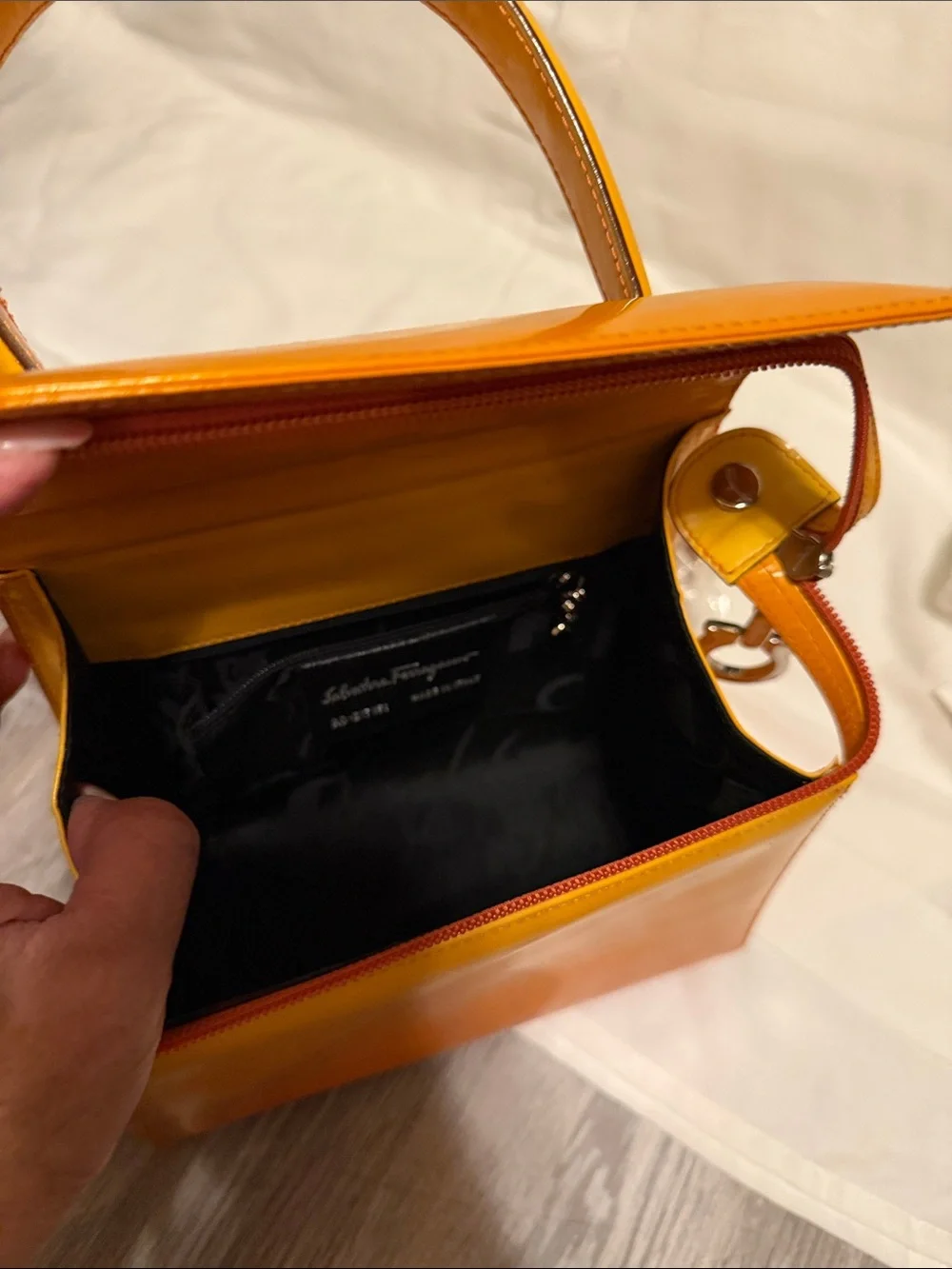 Elegant Salvatore Ferragamo Yellow Top-Handle Leather Bag